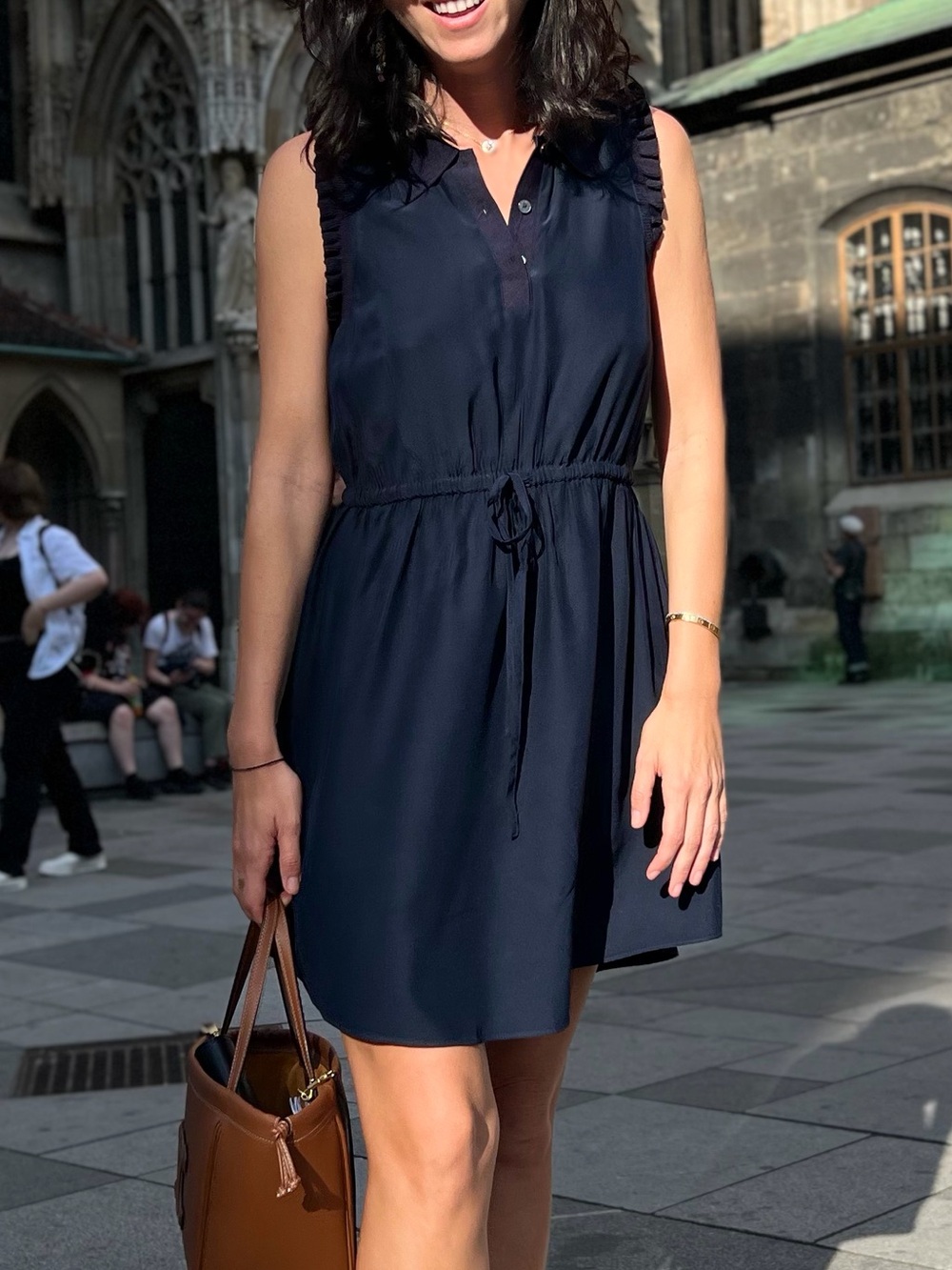 cinq a sept 100 silk Navy Sleeveless Polo Dress